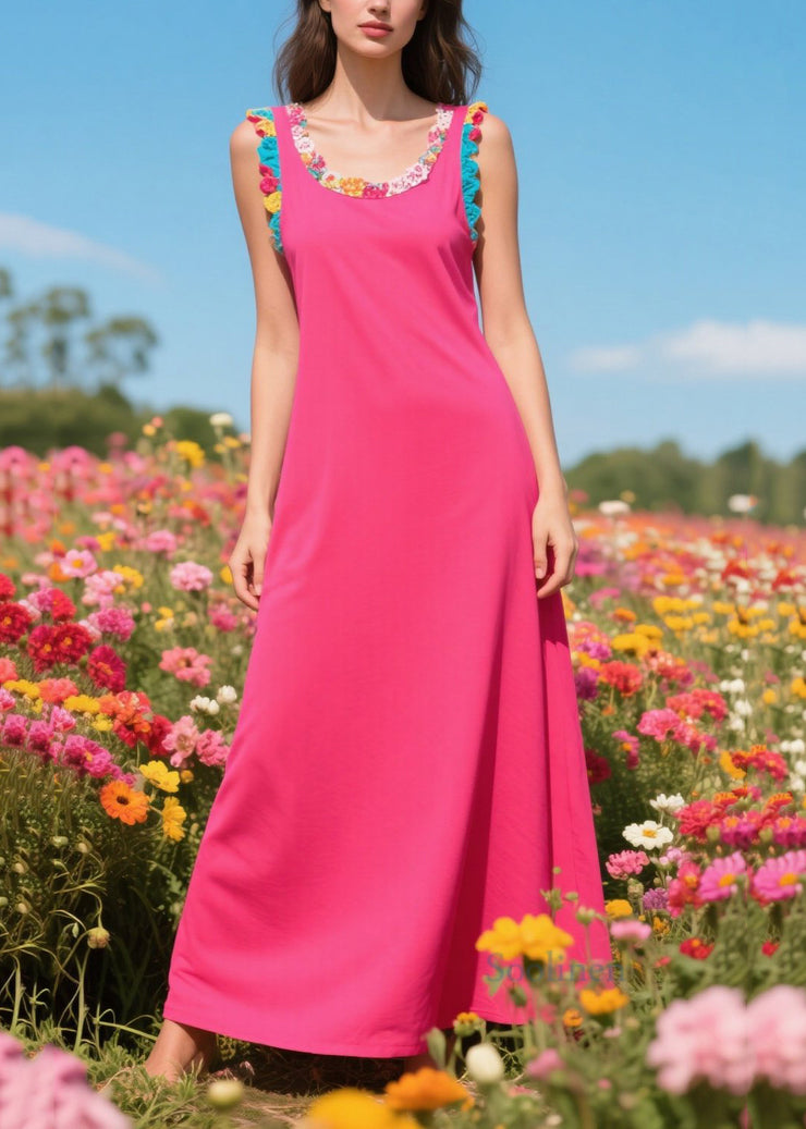 Simple Rose Patchwork Lace Chiffon Cami Dress Summer