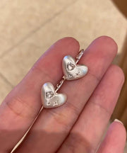 Simple Silk Copper Alloy Zircon Love Drop Earrings