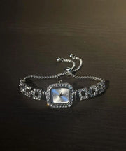 Simple Silk Stainless Steel Zircon Sugar Cube Chain Watches