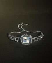 Simple Silk Stainless Steel Zircon Sugar Cube Chain Watches