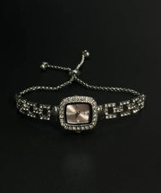 Simple Silk Stainless Steel Zircon Sugar Cube Chain Watches