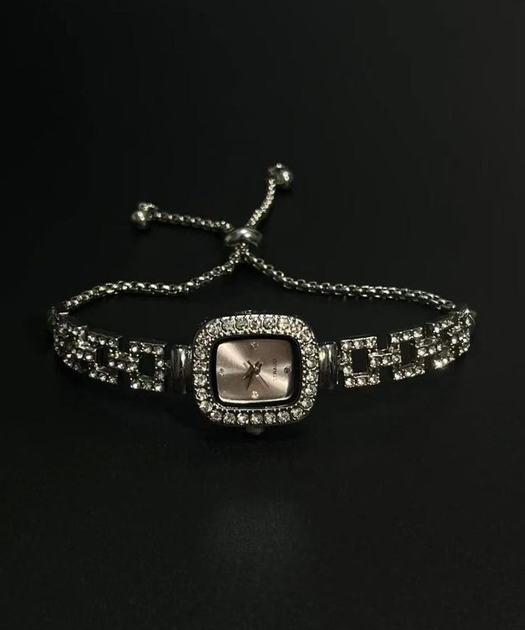 Simple Silk Stainless Steel Zircon Sugar Cube Chain Watches