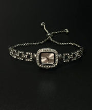 Simple Silk Stainless Steel Zircon Sugar Cube Chain Watches