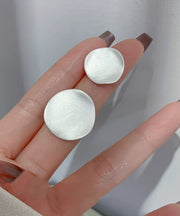 Simple Silk Sterling Silver Frosted Stud Earrings
