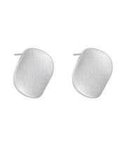 Simple Silk Sterling Silver Frosted Stud Earrings