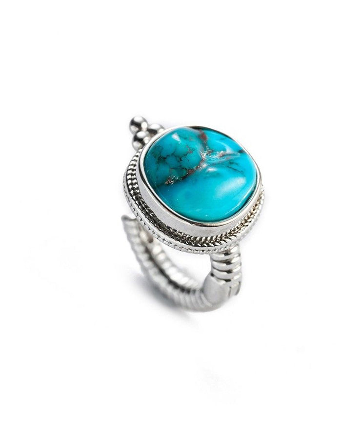 Simple Silk Sterling Silver Turquoise Stud Earrings