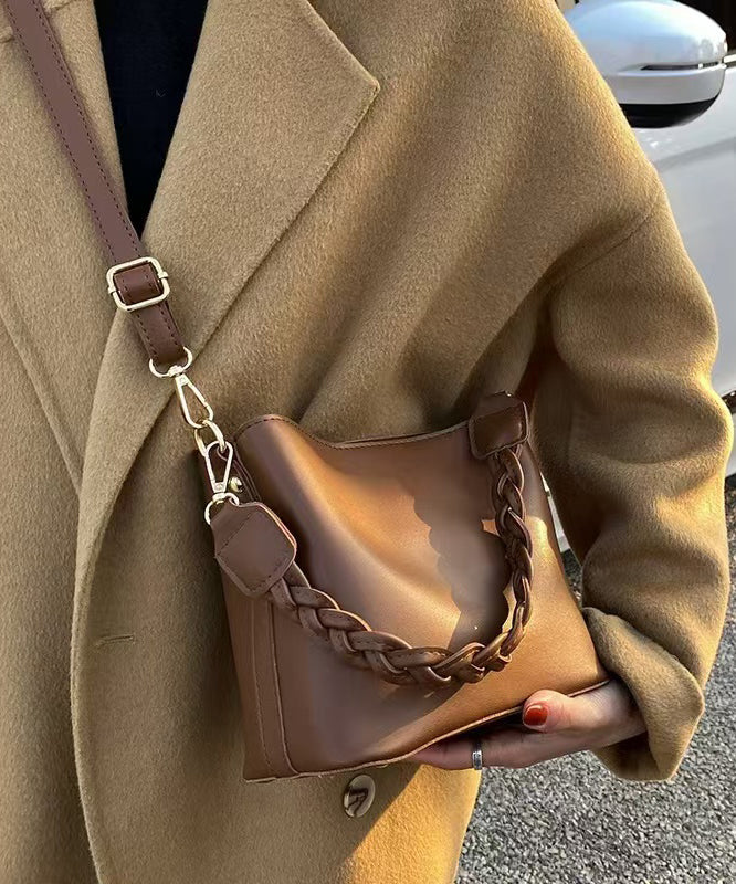Simple Solid Durable Faux Leather Messenger Bag