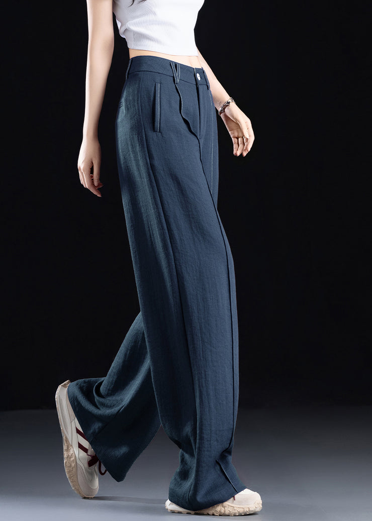 Simple Style Purple Pockets High Waist Cotton Pants Fall