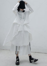Simple White Asymmetrical Patchwork Cotton Vacation Dresses Spring