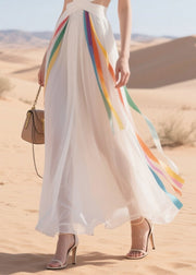 Simple White Bandage Multicolour Ribbon Chiffon Mini Dress Summer
