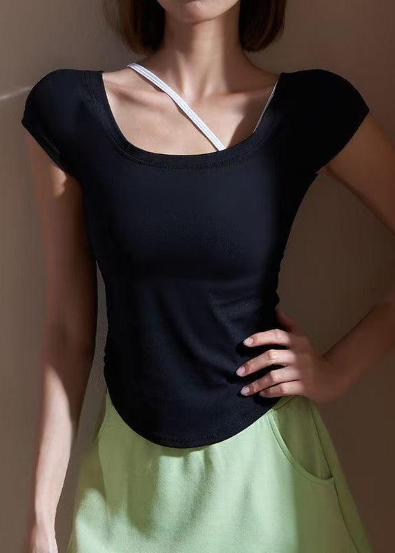 Simple White O-Neck Short Sleeve Yoga Top