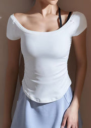 Simple White O-Neck Short Sleeve Yoga Top