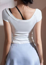 Simple White O-Neck Short Sleeve Yoga Top