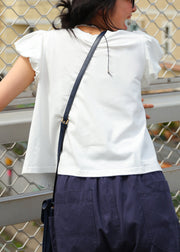 Simple White O Neck Solid Cotton T Shirt Summer