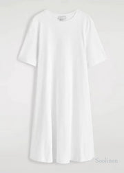 Simple White Oversized Cotton Day Dresses Summer