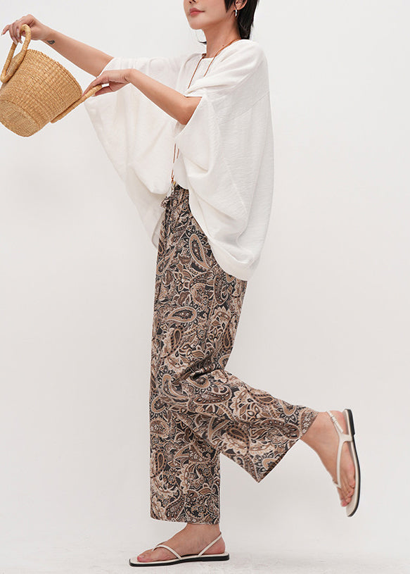 Simple White Oversized Cotton Tanks Batwing Sleeve