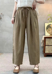 Simple White Oversized Elastic Waist Linen Harem Pants Summer