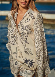 Simple White Oversized Print Ice Silk Two Pieces Set Summer