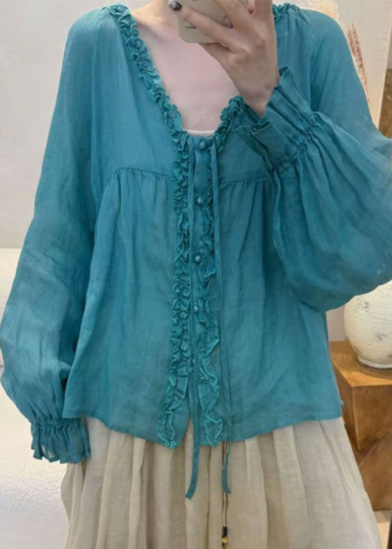 Novelty White O-Neck Patchwork Tassel Chiffon Shirts Fall