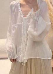 Simple White V Neck Patchwork Solid Top Fall