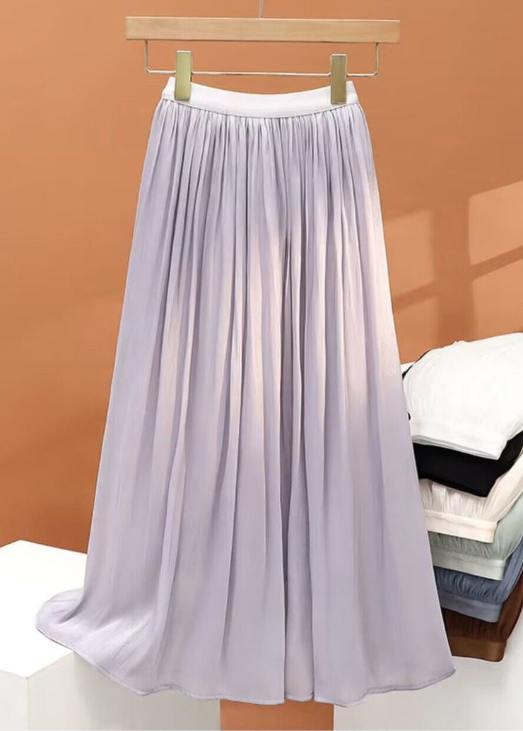 Simple White Wrinkled Solid Chiffon Skirt Summer