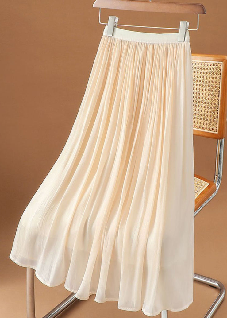 Simple White Wrinkled Solid Chiffon Skirt Summer