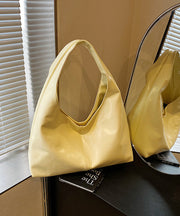 Simple Yellow Large Capacity Faux Leather Shoulder Bag