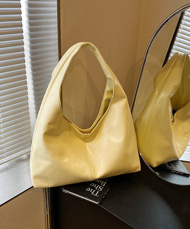 Simple Yellow Large Capacity Faux Leather Shoulder Bag