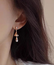 Skinny Gold Copper Overgild Pearl Wind Chime Tassel Drop Earrings