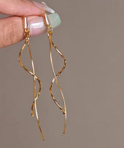 Skinny Gold Copper Tassel Line Drop Earrings