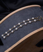 Skinny Gold Sterling Silver Alloy Pearl Tassel Drop Earrings