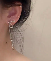 Skinny Silk Copper Overgild Zircon Bow Tassel Drop Earrings