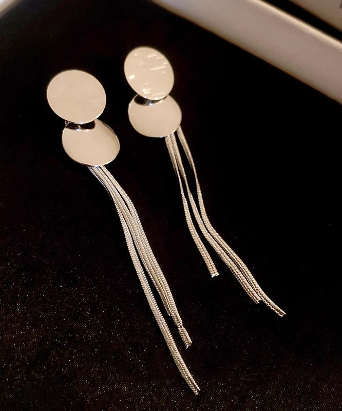 Skinny Silk Metal Sequins Tassel Drop Earrings