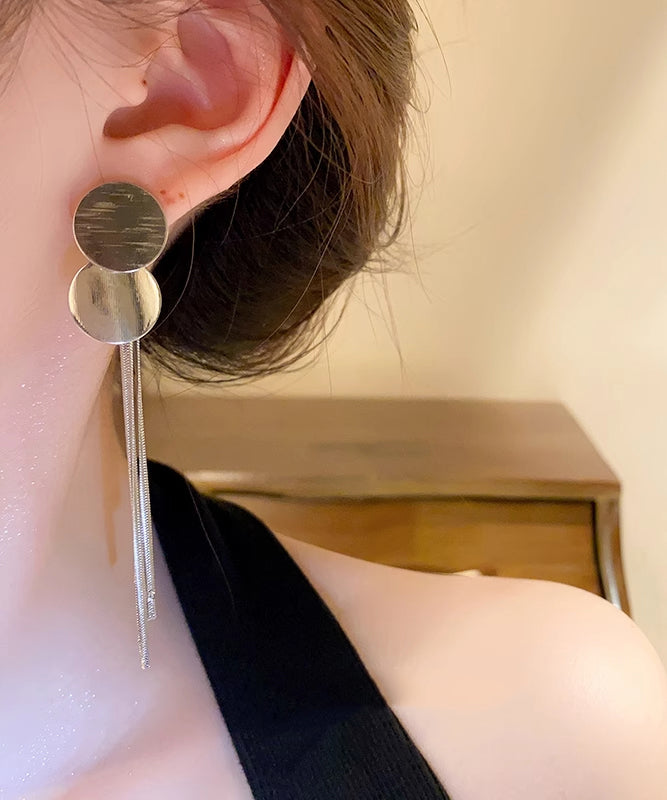 Skinny Silk Metal Sequins Tassel Drop Earrings
