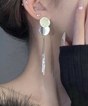 Skinny Silk Metal Sequins Tassel Drop Earrings