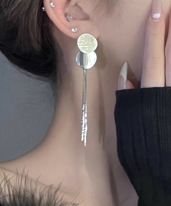 Skinny Silk Metal Sequins Tassel Drop Earrings