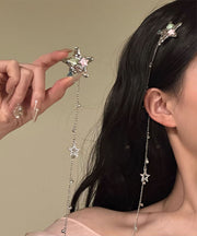 Skinny Silk Stainless Steel Pentagram Tassel Hairpin