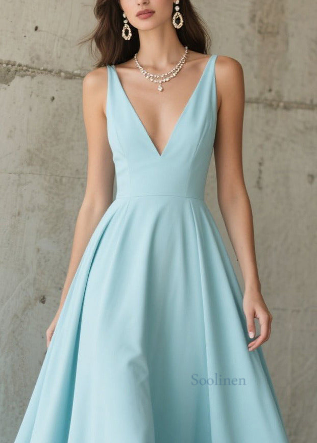 Sky Blue Exra Large Hem Hollow Out Chiffon Party Dress Summer