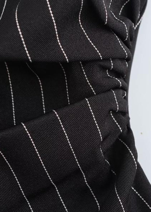 Slim Fit Black Backless Striped Cotton Tank Sleeveless