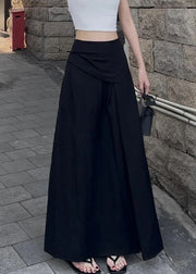 Slim Fit Black Side Open High Waist Cotton Skirts Summer