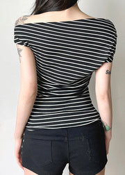 Slim Fit Black Striped Original Design Cotton T Shirts Summer