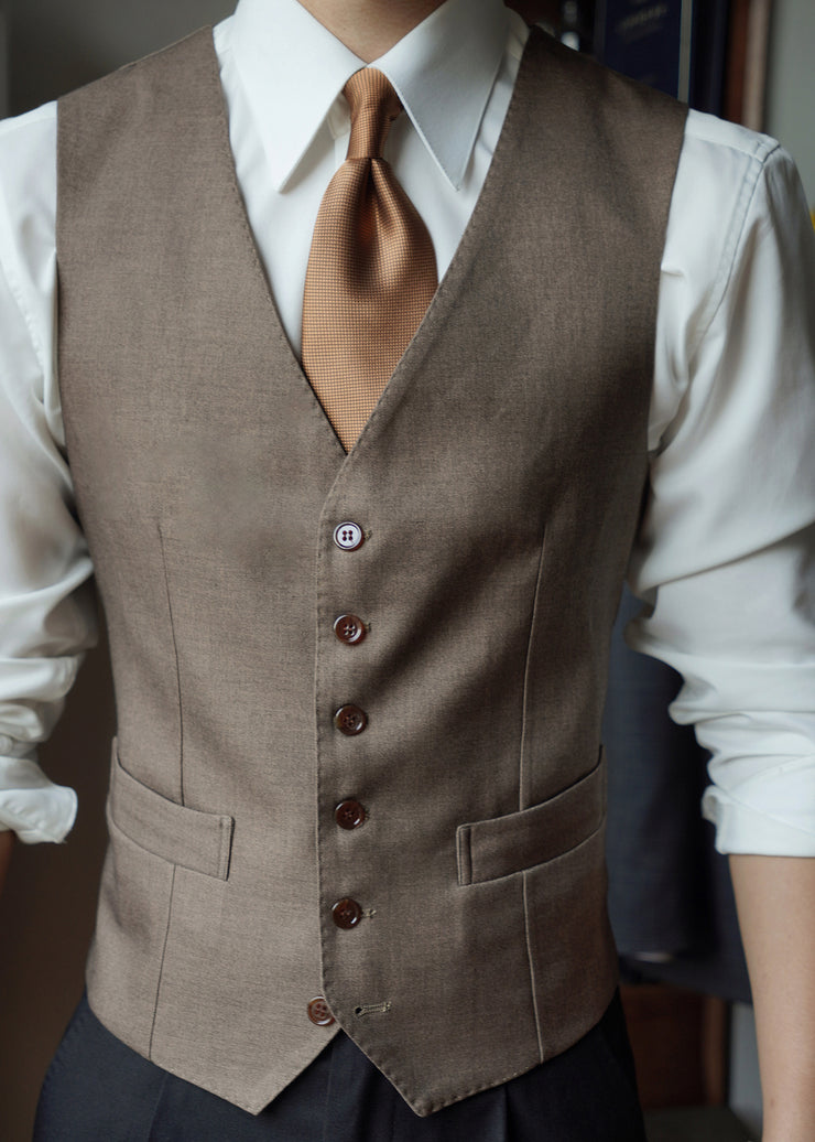 Slim Fit Black V Neck Button Pockets Cotton Men Waistcoat Sleeveless