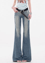Slim Fit Blue Hole High Waist Denim Flare Bottoms Fall