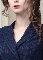 Slim Fit Blue Peter Pan Collar Button Chiffon Shirt Summer