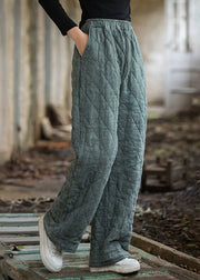 Slim Fit Blue Pockets Elastic Waist Cotton Filled Pants Winter