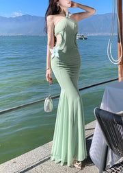 Slim Fit Green Butterfly Hollow Out Tulle Fishtail Dresses Summer