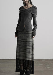 Slim Fit Grey V Neck Floral Cotton T Shirts Tops Fall