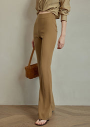 Slim Fit Khaki Solid High Waist Spandex Pants Summer