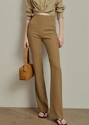 Slim Fit Khaki Solid High Waist Spandex Pants Summer