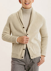 Slim Fit Navy Peter Pan Collar Button Knit Men Cardigans Fall